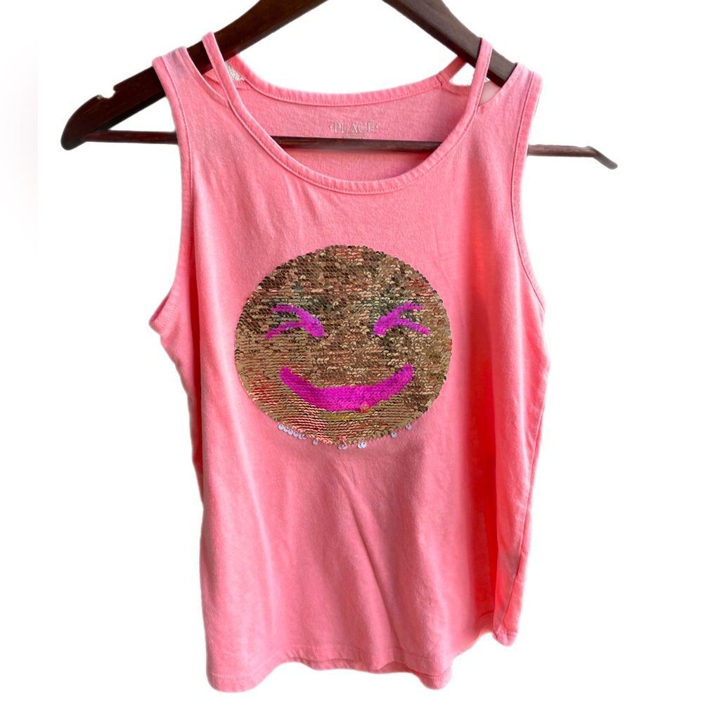 Justice Sequins Happy Face Tank  Top